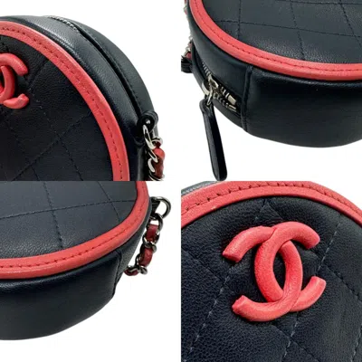 Pre-owned Chanel Navy Pink Leather Shoulder Bag () In Navy, Pink
