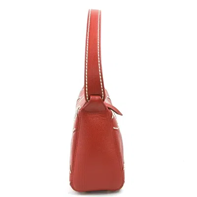 Pre-owned Chanel Off-white Red Color Leather Shoulder Bag () In Off-white, Red Color