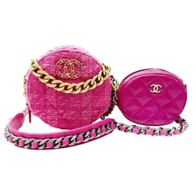 Pre-owned Chanel Pink Tweed Leather Shoulder Bag ()