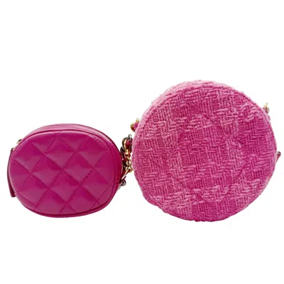 Pre-owned Chanel Pink Tweed Leather Shoulder Bag ()