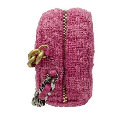 Pre-owned Chanel Pink Tweed Leather Shoulder Bag ()