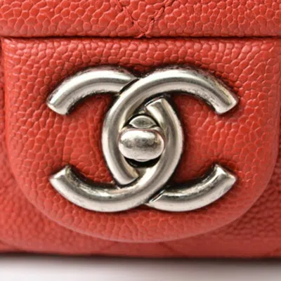 Pre-owned Chanel Red Color Caviar Leather Shoulder Bag ()