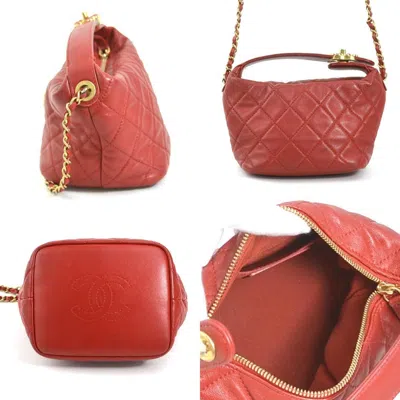 Pre-owned Chanel Red Color Leather Metal Shoulder Bag ()