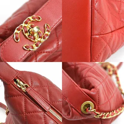 Pre-owned Chanel Red Color Leather Metal Shoulder Bag ()