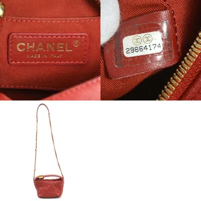 Pre-owned Chanel Red Color Leather Metal Shoulder Bag ()