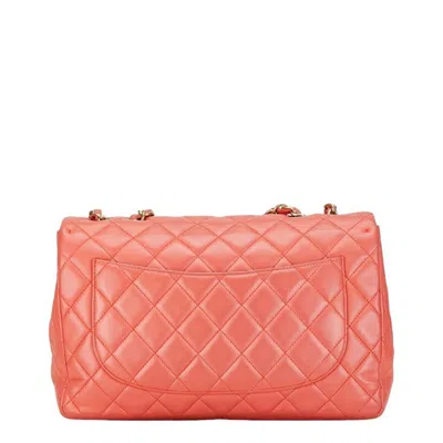 Pre-owned Chanel Salmon Pink Leather Pochette Shoulder Bag ()