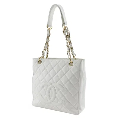 Pre-owned Chanel White Caviar Leather Shoulder Bag Tote Bag ()