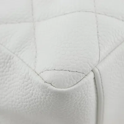 Pre-owned Chanel White Caviar Leather Shoulder Bag Tote Bag ()