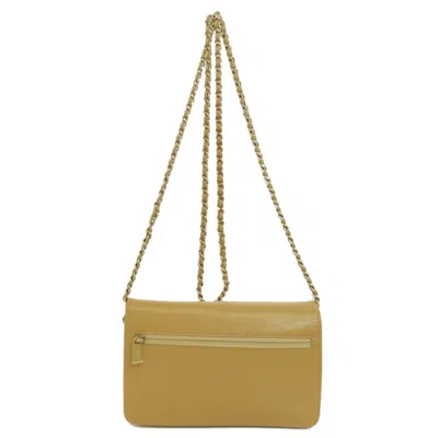 Pre-owned Chanel Yellow Caviar Leather Chain/shoulder Wallet ()