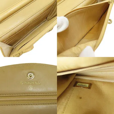 Pre-owned Chanel Yellow Caviar Leather Chain/shoulder Wallet ()
