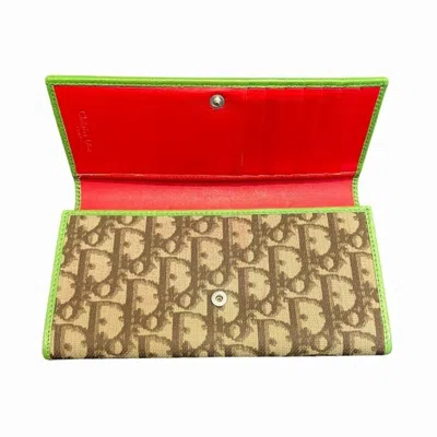Pre-owned Dior Christian  Green Pvc Leather Long Wallet (bi-fold) ()