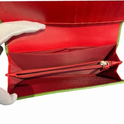 Pre-owned Dior Christian  Green Pvc Leather Long Wallet (bi-fold) ()