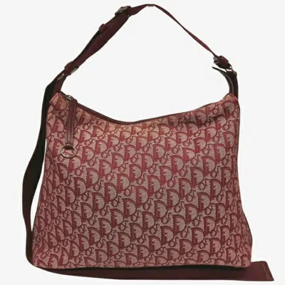Pre-owned Dior Christian  Trotter Bordeaux Canvas Leather Shoulder Bag ()