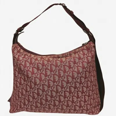 Pre-owned Dior Christian  Trotter Bordeaux Canvas Leather Shoulder Bag ()