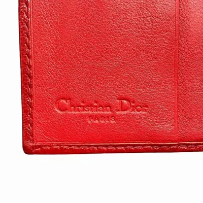 Pre-owned Dior Christian  Trotter Beige Brown Red Color Pvc Leather Wallet (bi-fold) () In Beige, Brown, Red Color