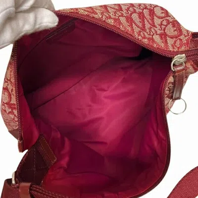 Pre-owned Dior Christian  Trotter Bordeaux Canvas Leather Shoulder Bag ()