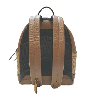 Pre-owned Coach Beige Brown Canvas Leather Backpack () In Beige, Brown