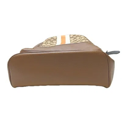 Pre-owned Coach Beige Brown Canvas Leather Backpack () In Beige, Brown