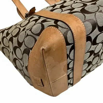 Pre-owned Coach Beige Canvas Leather Tote Bag ()