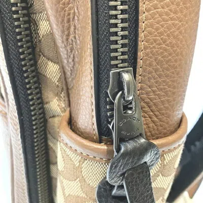 Pre-owned Coach Beige Brown Canvas Leather Backpack () In Beige, Brown