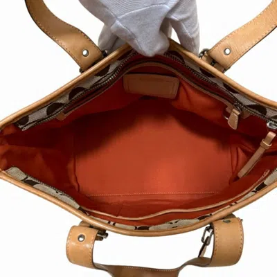 Pre-owned Coach Beige Canvas Leather Tote Bag ()