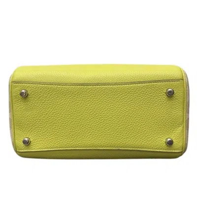 Pre-owned Coach Beige Lemon Yellow Pvc Leather Handbag Shoulder Bag () In Beige, Lemon Yellow