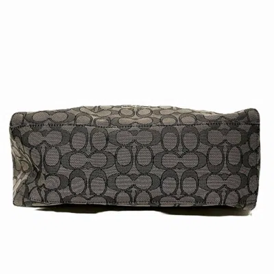 Pre-owned Coach Black Dark Brown Canvas Leather Shoulder Bag () In Black, Dark Brown