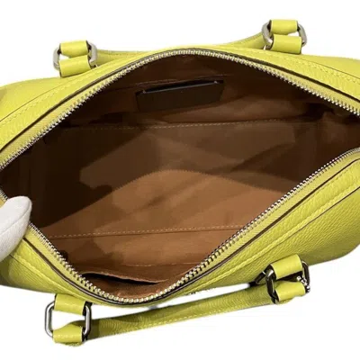 Pre-owned Coach Beige Lemon Yellow Pvc Leather Handbag Shoulder Bag () In Beige, Lemon Yellow