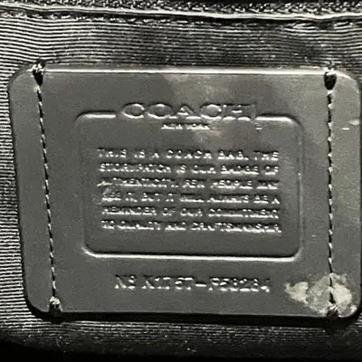 Pre-owned Coach Black Dark Brown Canvas Leather Shoulder Bag () In Black, Dark Brown