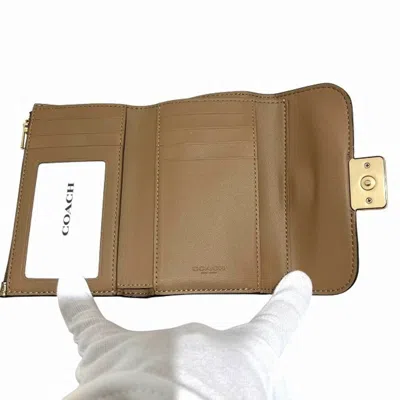 Pre-owned Coach Brown Khaki Pvc Leather Wallet (bi-fold) () In Brown, Khaki