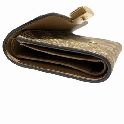 Pre-owned Coach Brown Khaki Pvc Leather Wallet (bi-fold) () In Brown, Khaki