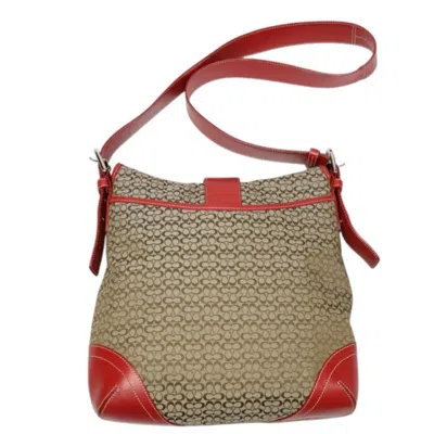 Pre-owned Coach Brown Red Color Canvas Shoulder Bag () In Brown, Red Color