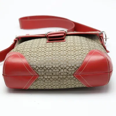 Pre-owned Coach Brown Red Color Canvas Shoulder Bag () In Brown, Red Color
