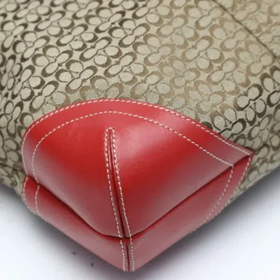 Pre-owned Coach Brown Red Color Canvas Shoulder Bag () In Brown, Red Color
