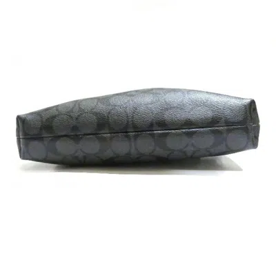 Pre-owned Coach Signature Black Gray Pvc Leather Shoulder Bag () In Black, Gray