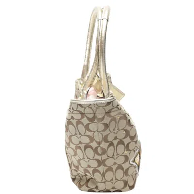 Pre-owned Coach Signature Khaki Signature Line Tote Bag ()