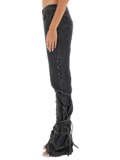 Alexander Mcqueen Mcqueen Asymmetric Closure Black Denim Jeans