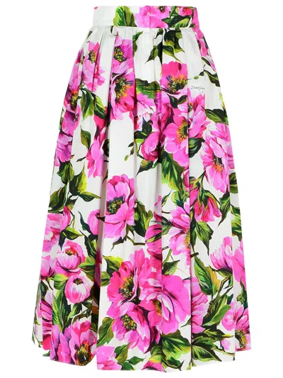 Shop Dolce & Gabbana 'peonie' Pink Cotton Skirt