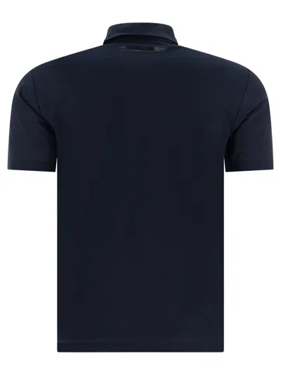 Zanone Icecotton Polo Shirt With Lateral Slits In Blue