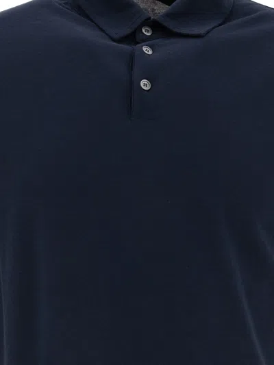 Zanone Icecotton Polo Shirt With Lateral Slits In Blue