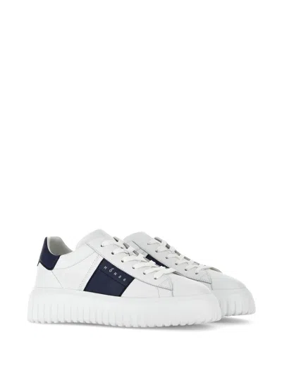 Hogan Panelled Design Calf Leather Sneakers With Chunky Sole In White