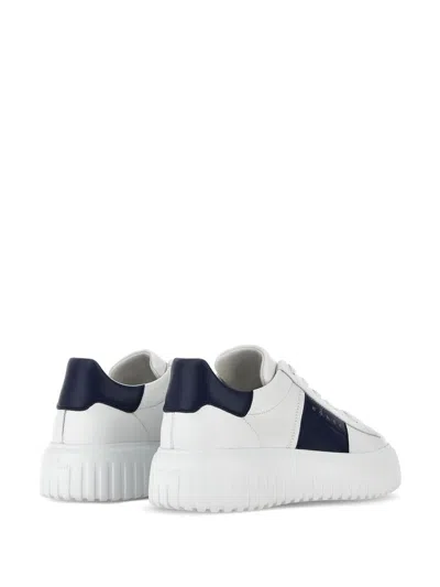 Hogan Panelled Design Calf Leather Sneakers With Chunky Sole In White