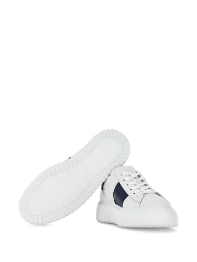 Hogan Panelled Design Calf Leather Sneakers With Chunky Sole In White