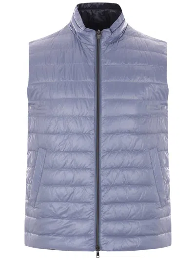 Herno Light Blue Nylon Reversible Jacket In Blue