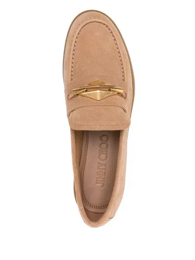 Jimmy Choo Maddie Diamond Suede Loafers In Brown