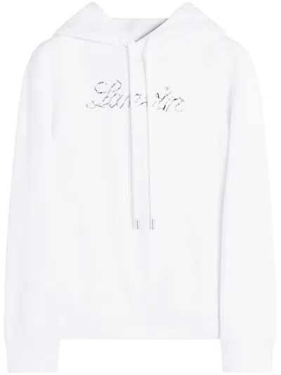 Lanvin Embroidered Handwritten Logo Hoodie In White