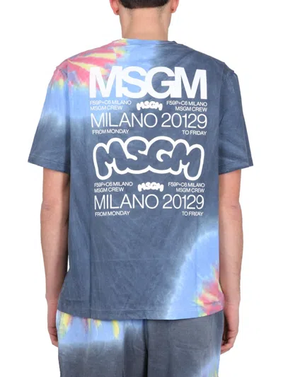 Msgm Bold Logo Tie-dye T-shirt