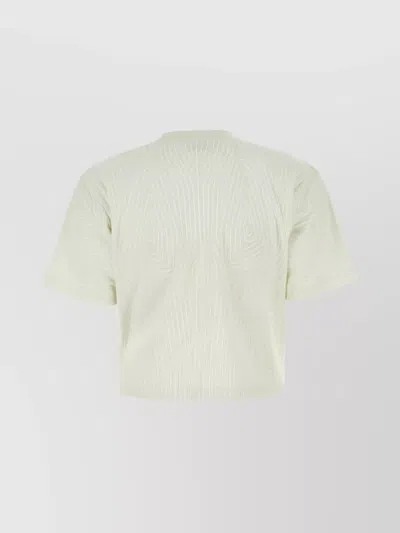 Off-white Embossed-pattern Cotton T-shirt In Cream