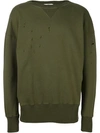 Faith Connexion Distressed Cotton Sweatshirt, Military Green