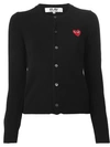 Comme Des Garçons Play Black Wool Heart Patch Cardigan In Black